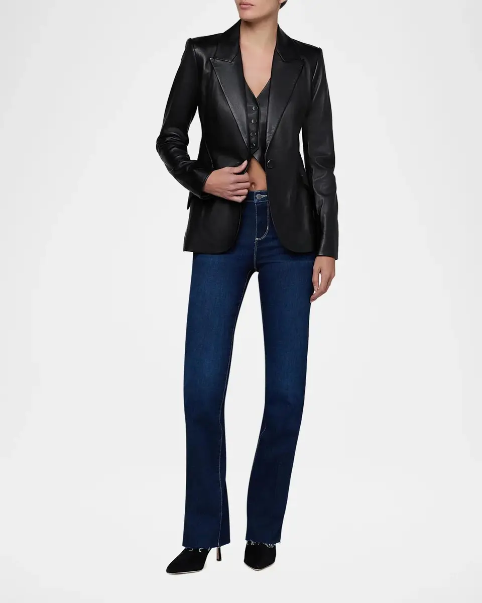 L'Agence Chamberlain Leather Single-Breasted Blazer | Thumbnail 2