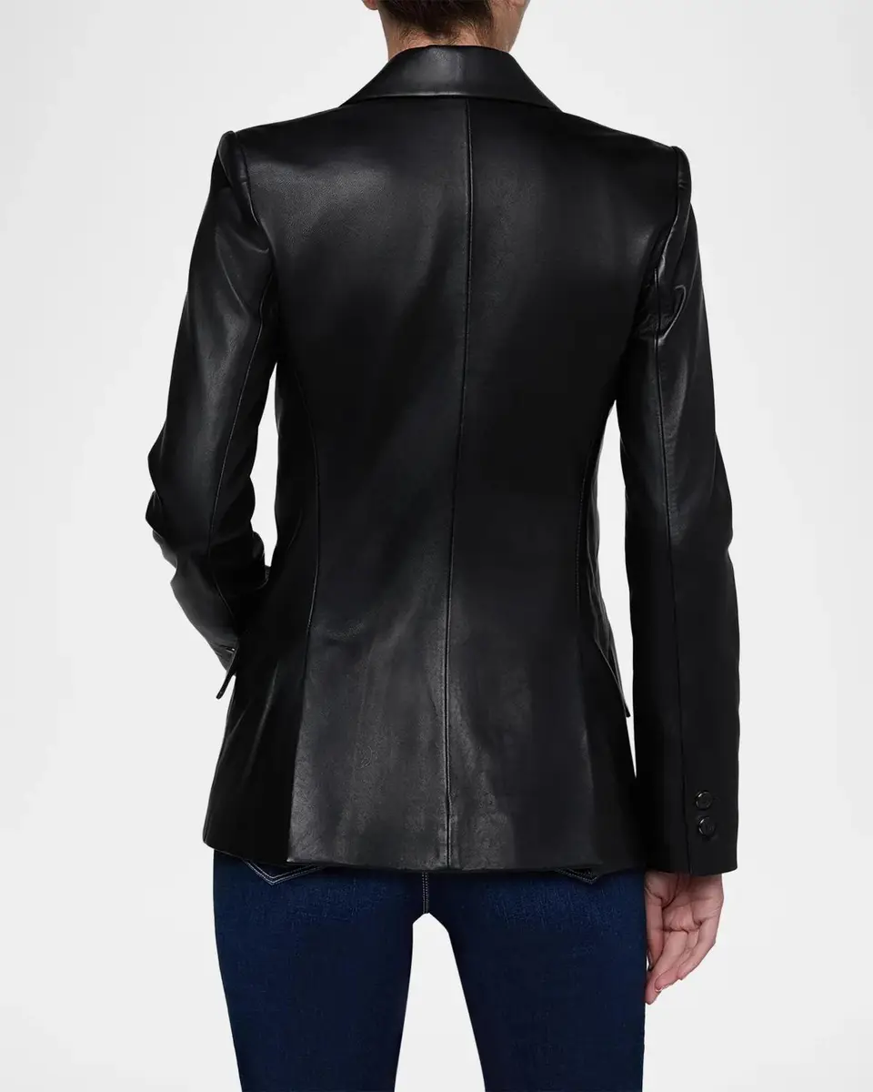 L'Agence Chamberlain Leather Single-Breasted Blazer | Thumbnail 3