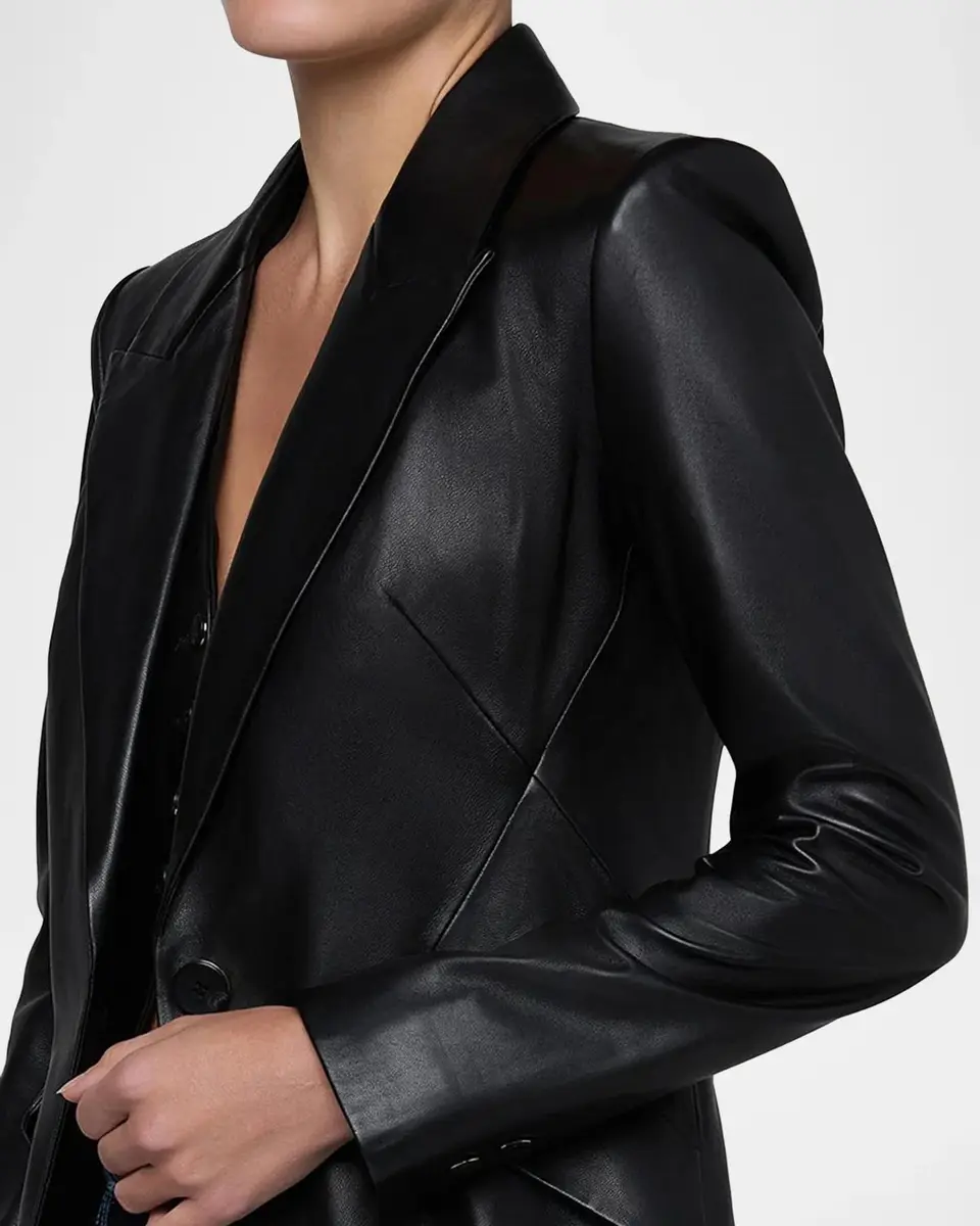 L'Agence Chamberlain Leather Single-Breasted Blazer | Thumbnail 5