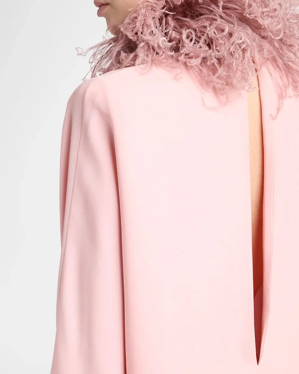 Valentino Garavani Removable Feather Collar Silk Georgette Mini Dress | Thumbnail 5