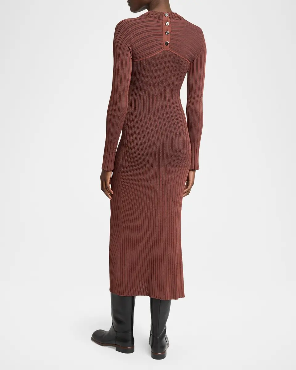 Proenza Schouler Roux Long-Sleeve Silk-Blend Rib Midi Dress | Thumbnail 3 Proenza Schouler Roux Long-Sleeve Silk-Blend Rib Midi Dress | Thumbnail 3