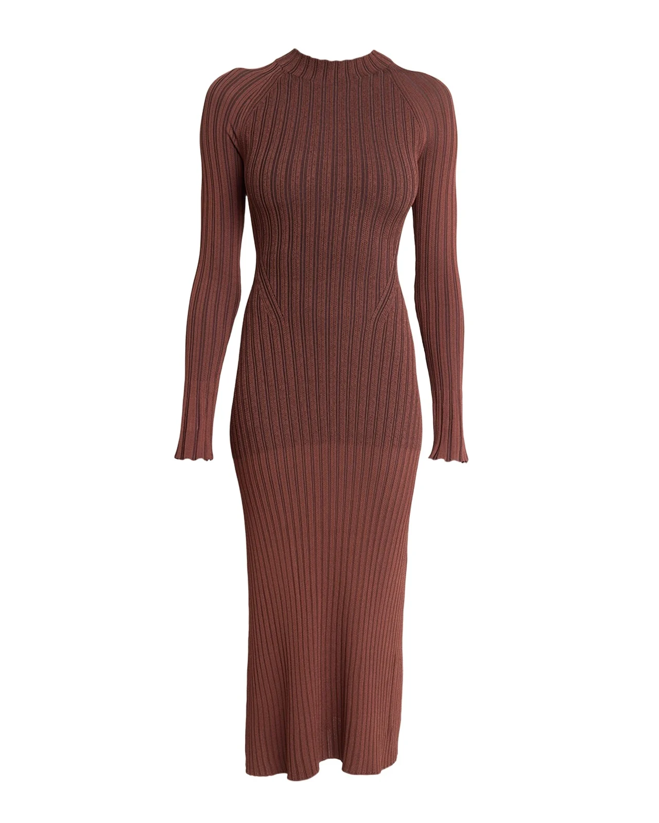 Roux Long-Sleeve Silk-Blend Rib Midi Dress