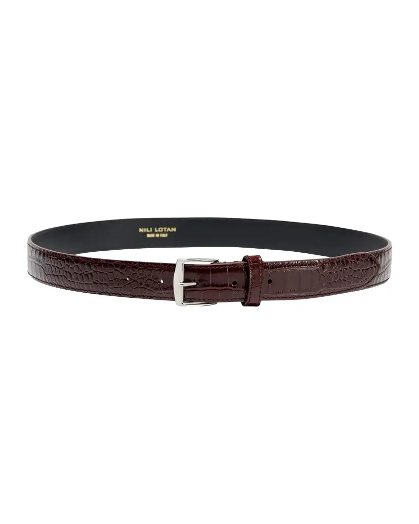 Sloane Lizard-Embossed Leather Belt Sloane Lizard-Embossed Leather Belt