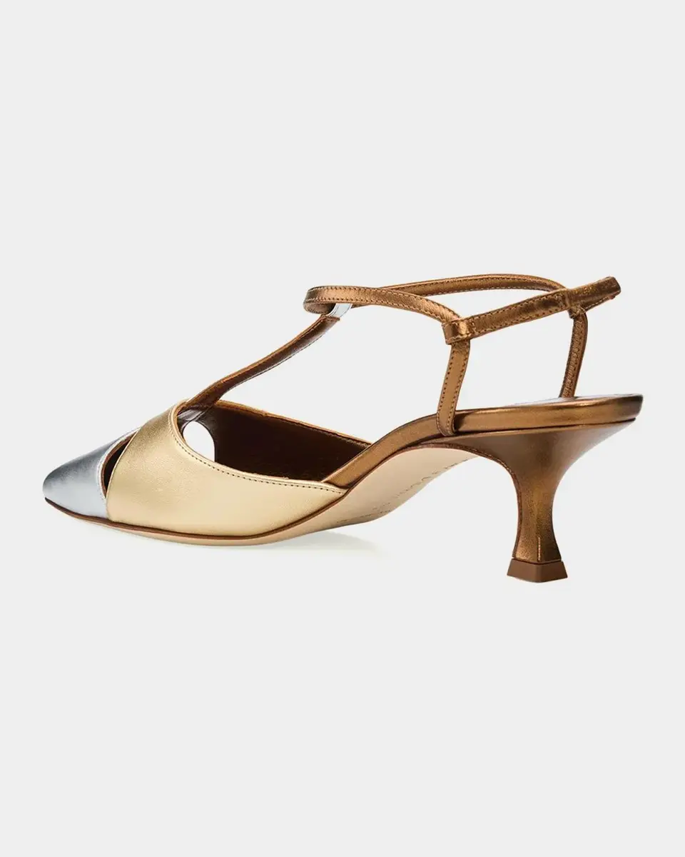 Manolo Blahnik 50mm Turgimod Metallic Leather T-Strap Pumps | Thumbnail 2 Manolo Blahnik 50mm Turgimod Metallic Leather T-Strap Pumps | Thumbnail 2
