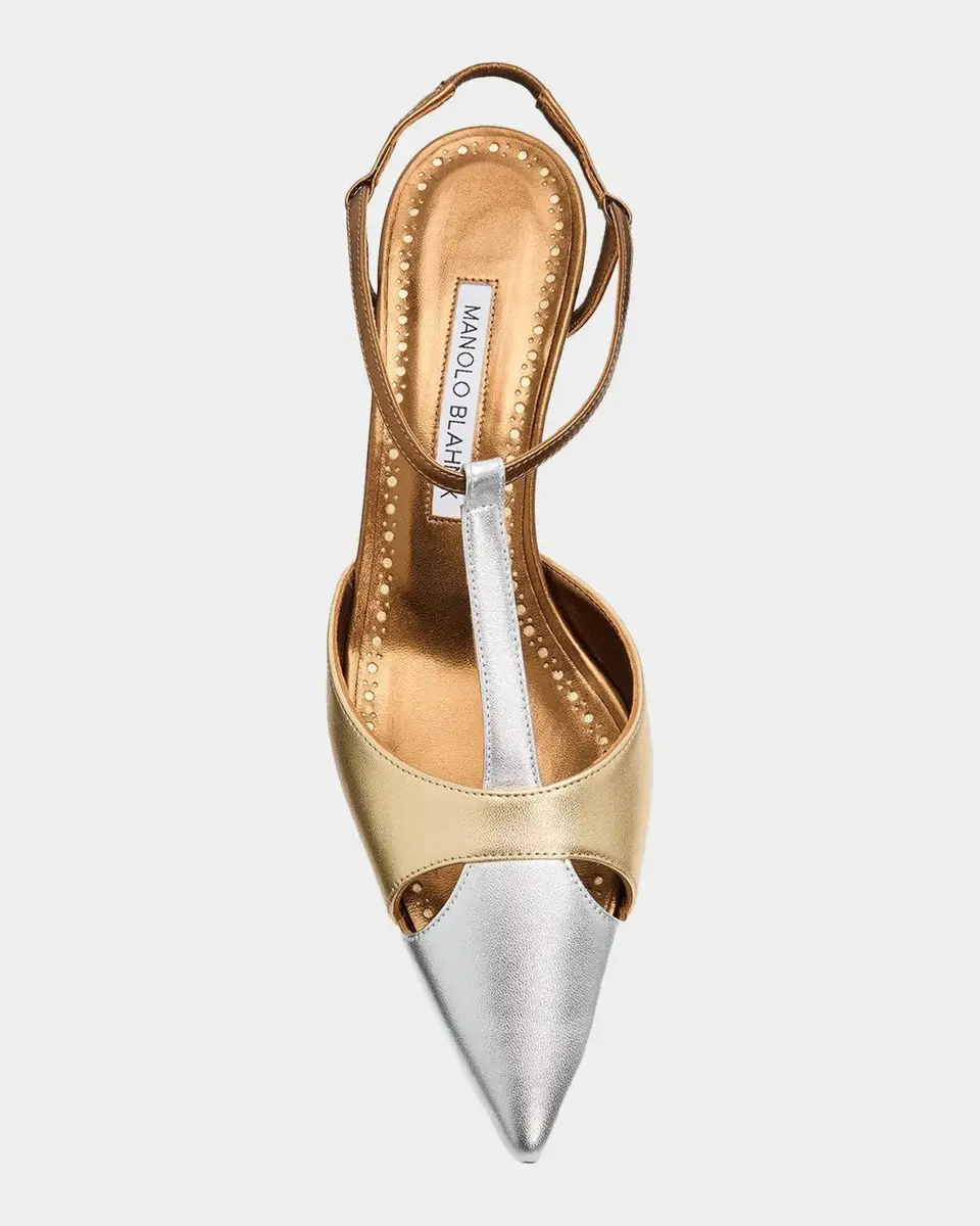 Manolo Blahnik 50mm Turgimod Metallic Leather T-Strap Pumps | Thumbnail 4 Manolo Blahnik 50mm Turgimod Metallic Leather T-Strap Pumps | Thumbnail 4