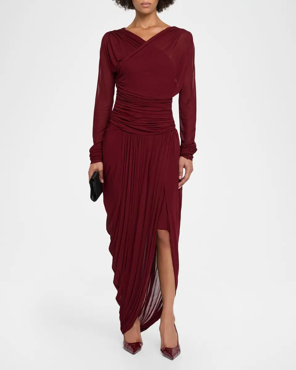 A.L.C. Mailie Long-Sleeve Draped Jersey Maxi Dress | Thumbnail 2 A.L.C. Mailie Long-Sleeve Draped Jersey Maxi Dress | Thumbnail 2