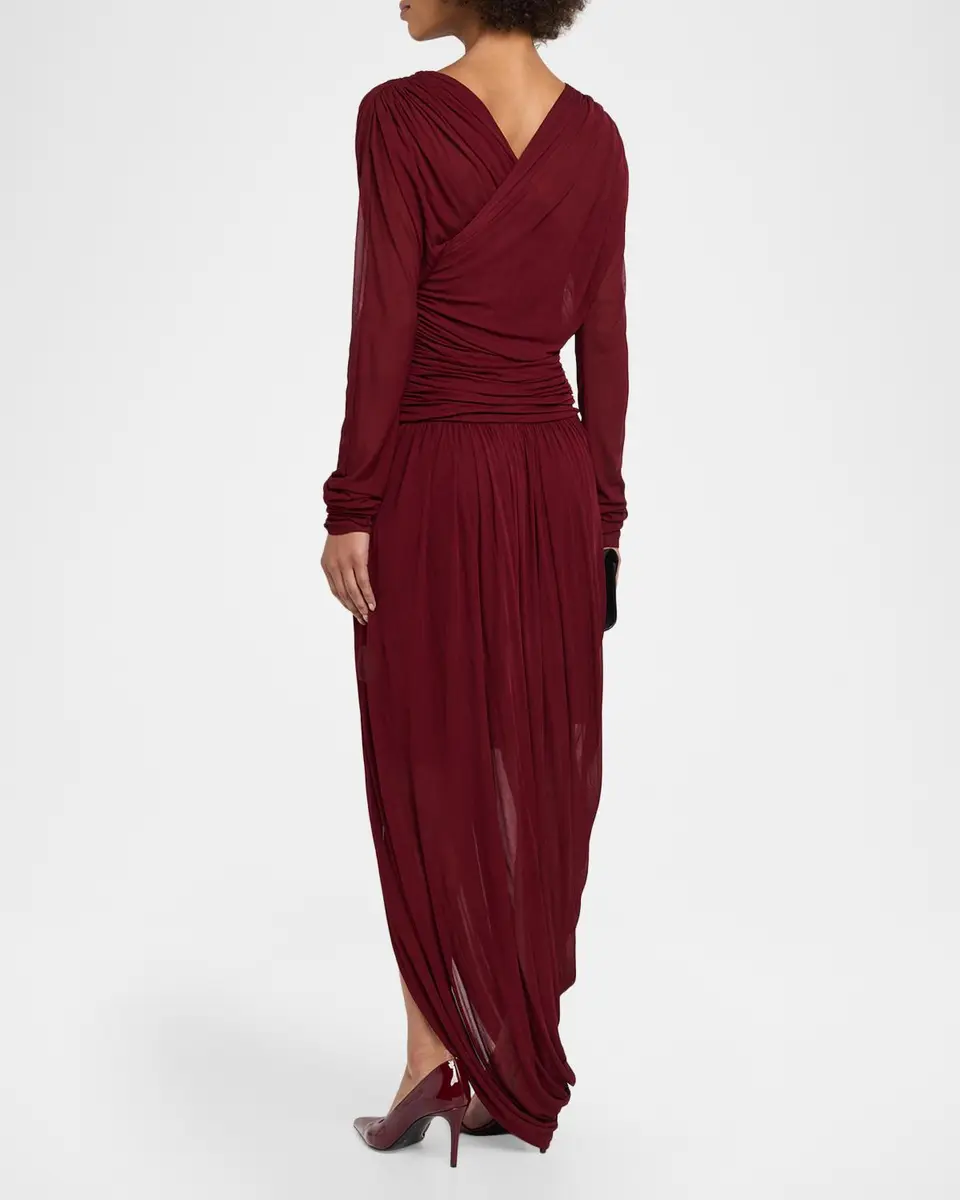 A.L.C. Mailie Long-Sleeve Draped Jersey Maxi Dress | Thumbnail 3 A.L.C. Mailie Long-Sleeve Draped Jersey Maxi Dress | Thumbnail 3