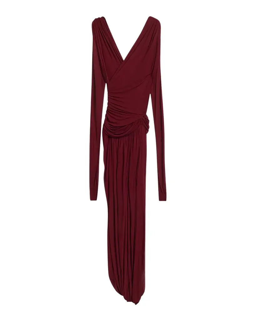 Mailie Long-Sleeve Draped Jersey Maxi Dress Mailie Long-Sleeve Draped Jersey Maxi Dress