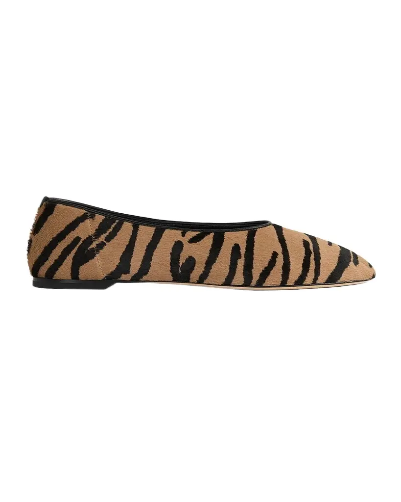 Printed Pony Hair Ballerina Flats