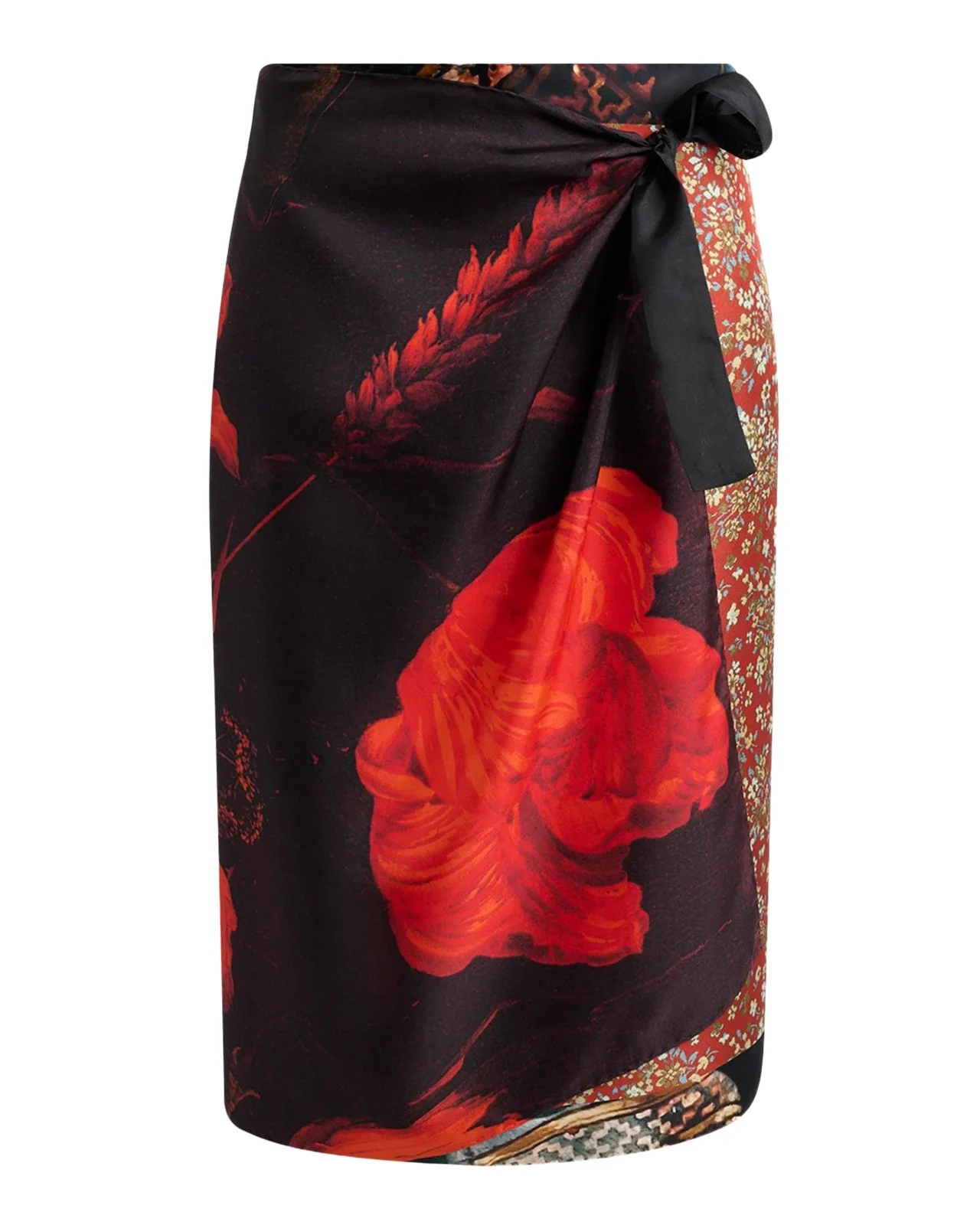 Scarfy Multi-Print Wrap Midi Skirt