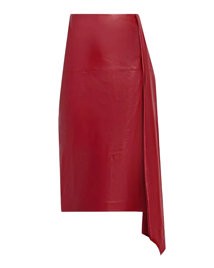 Scarf Pleat Leather Skirt