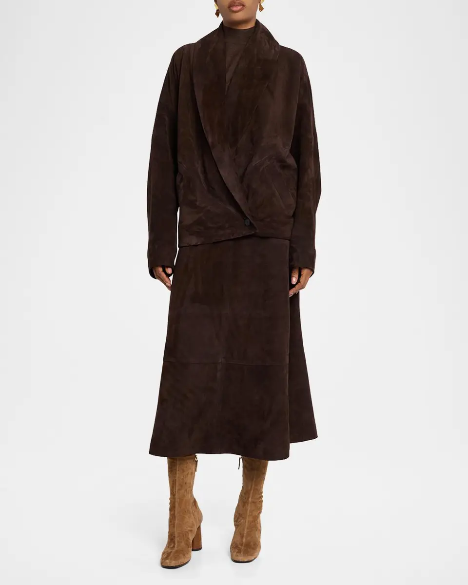 Co Shawl-Lapel Suede Wrap Jacket | Thumbnail 2 Co Shawl-Lapel Suede Wrap Jacket | Thumbnail 2