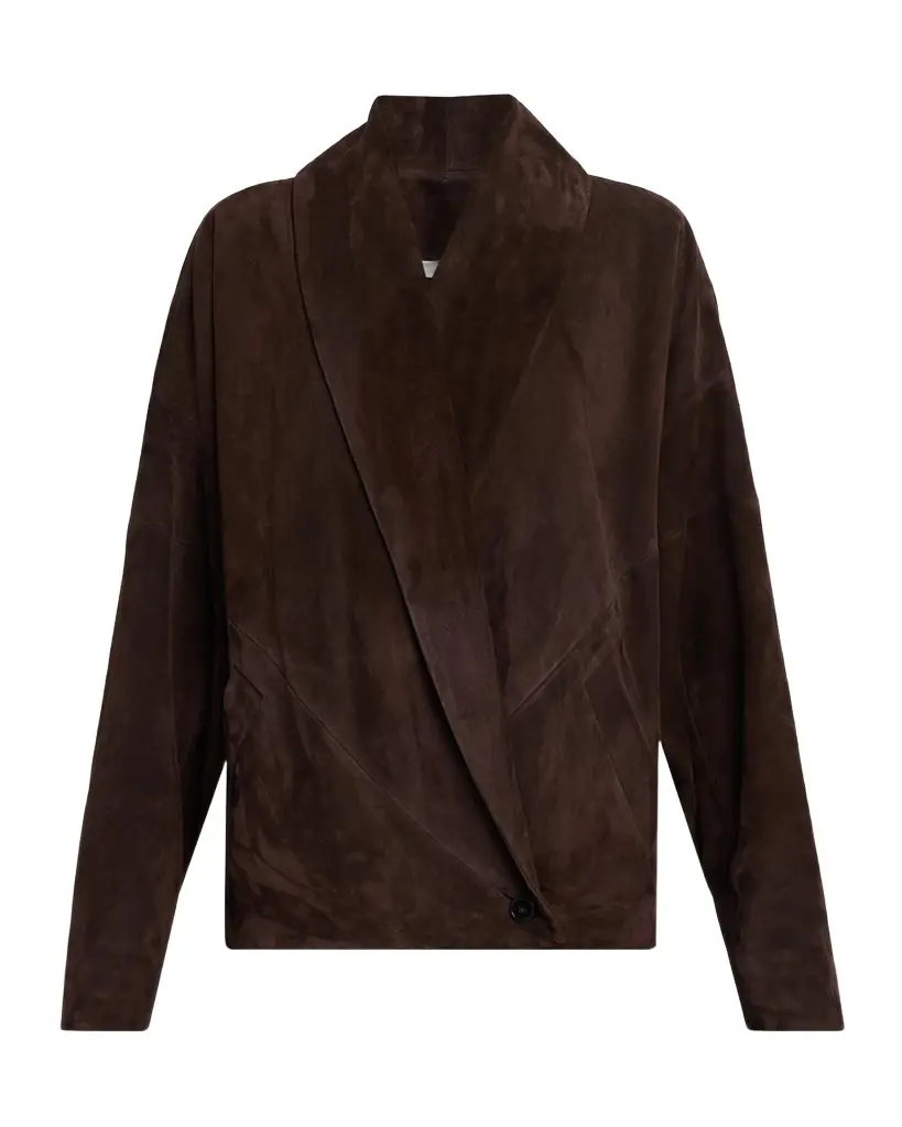 Co Shawl-Lapel Suede Wrap Jacket