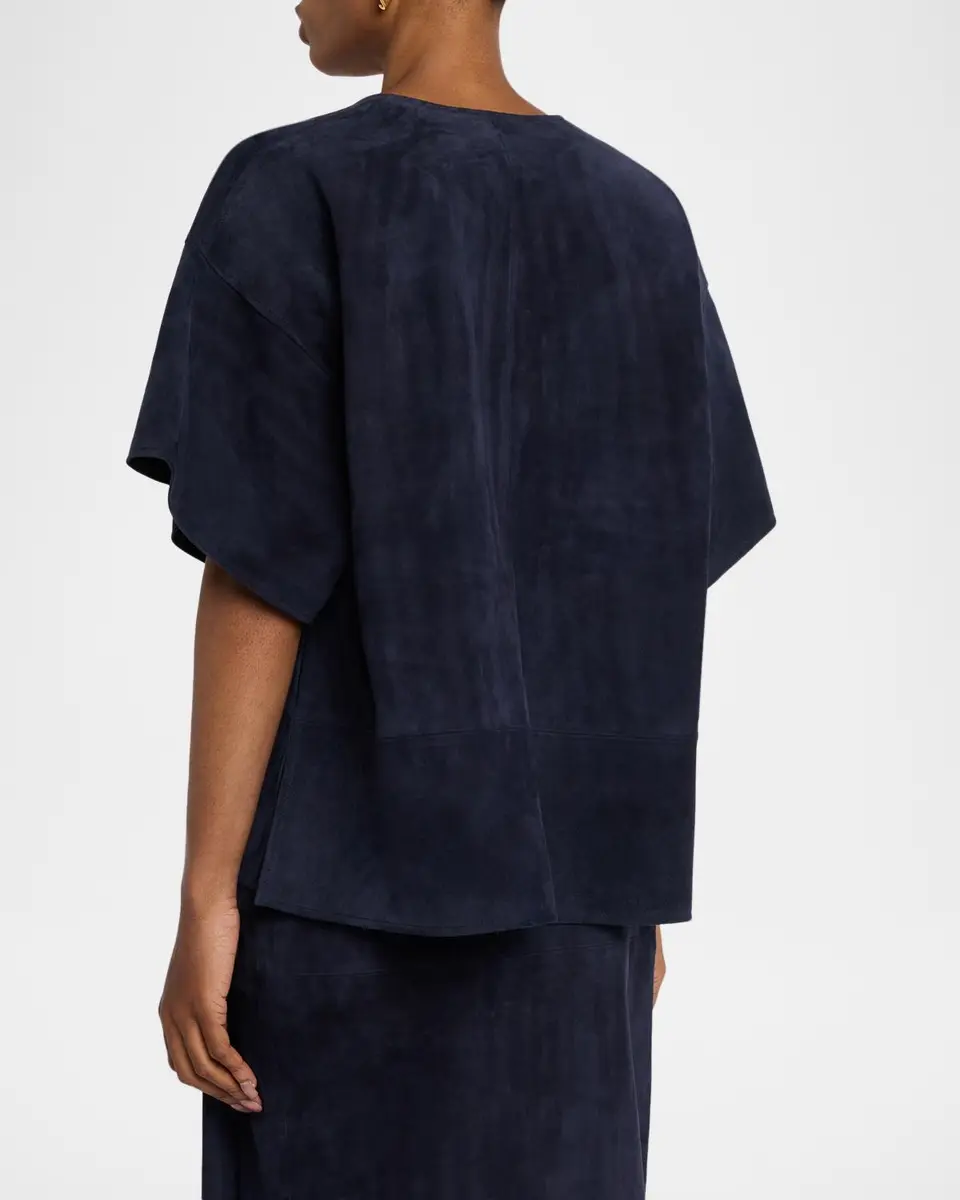 Co Short-Sleeve Suede Henley Box Shirt | Thumbnail 3 Co Short-Sleeve Suede Henley Box Shirt | Thumbnail 3
