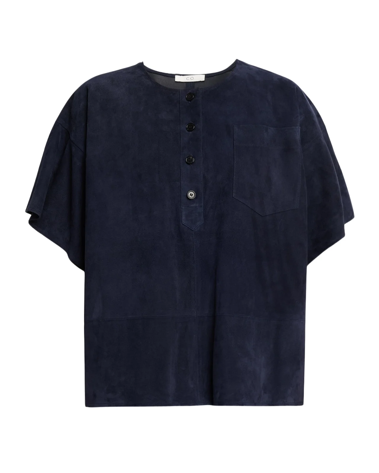 Co Short-Sleeve Suede Henley Box Shirt