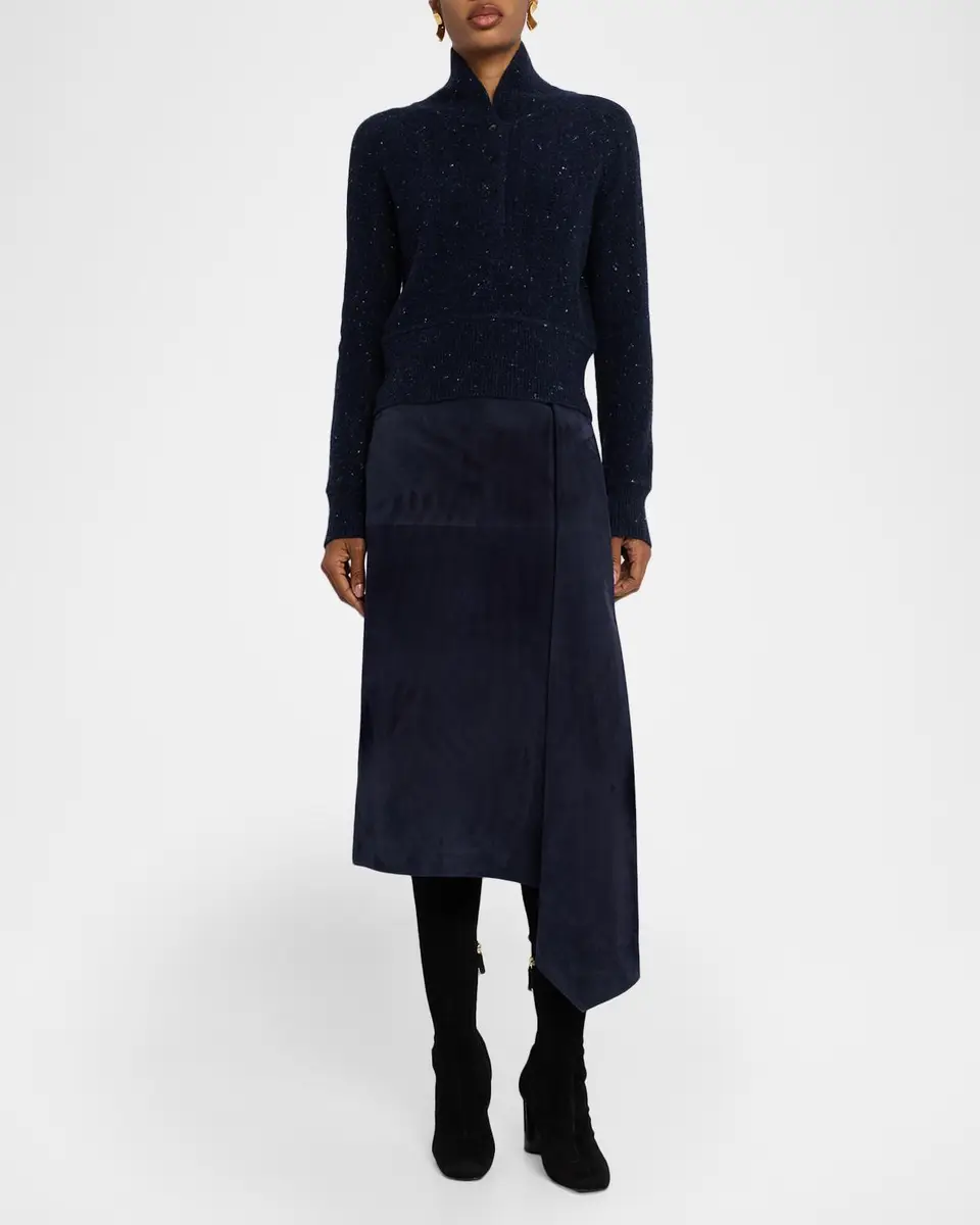 Co Scarf Pleat Suede Midi Skirt | Thumbnail 2 Co Scarf Pleat Suede Midi Skirt | Thumbnail 2