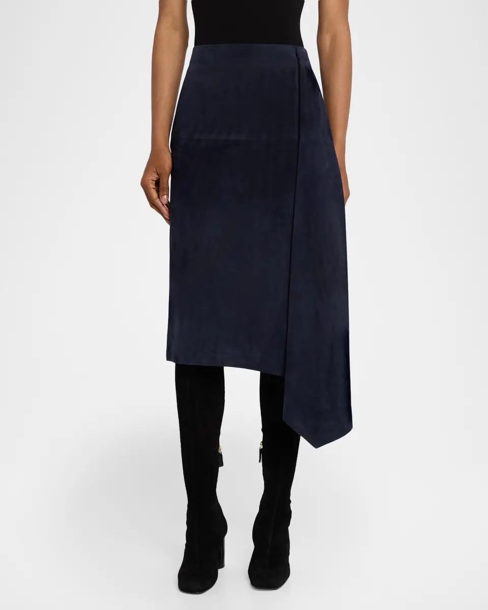 Co Scarf Pleat Suede Midi Skirt | Thumbnail 4 Co Scarf Pleat Suede Midi Skirt | Thumbnail 4