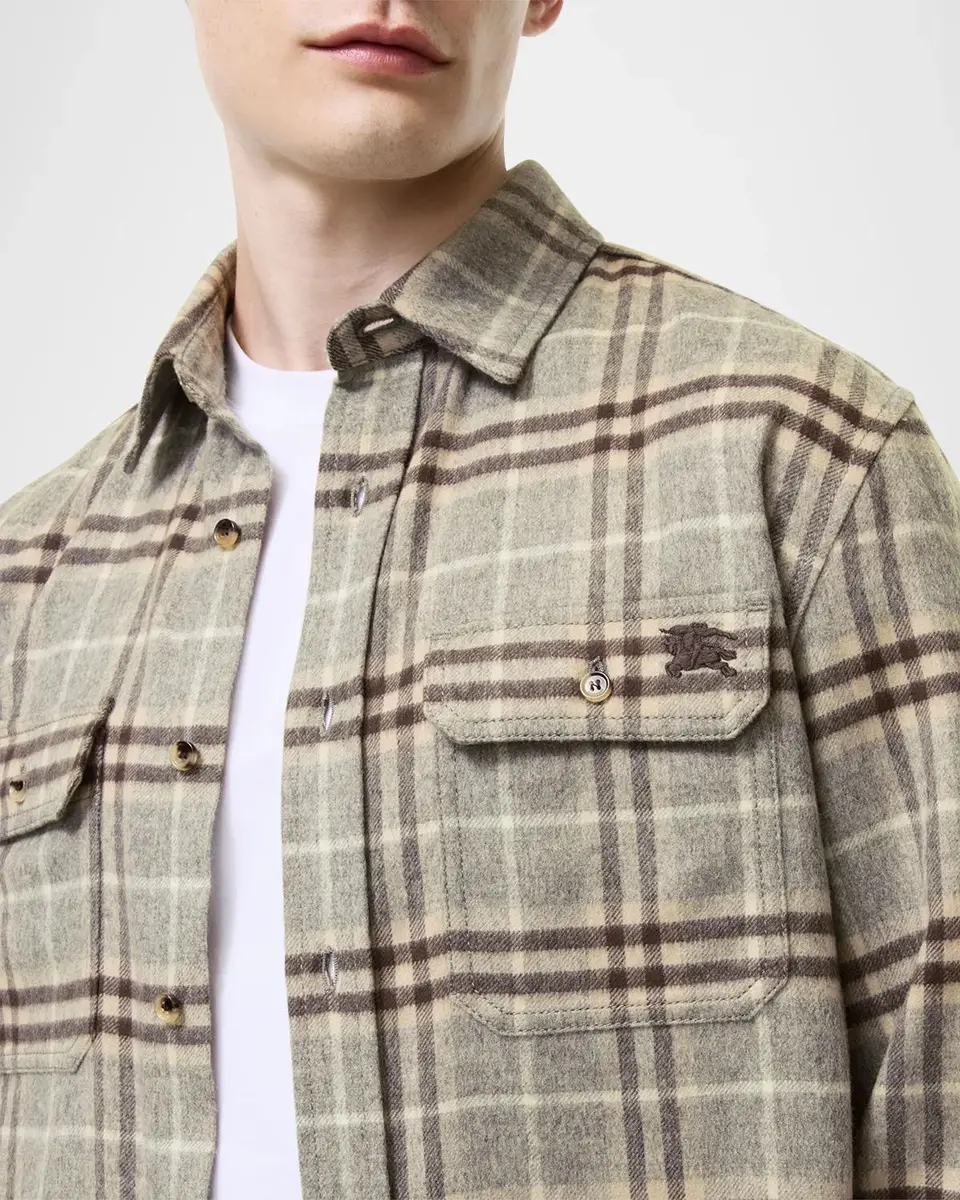 Burberry Men's Cadoc Wool Check Overshirt | Thumbnail 3