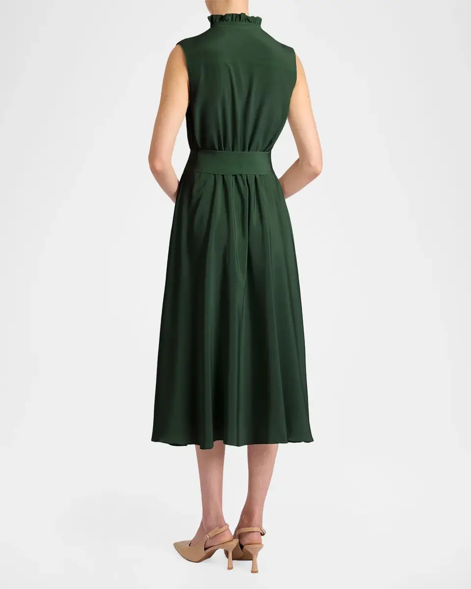 Santorelli Nirva Sleeveless Ruffle-Trim Silk Midi Dress | Thumbnail 3 Santorelli Nirva Sleeveless Ruffle-Trim Silk Midi Dress | Thumbnail 3