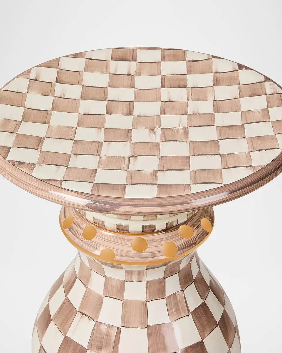 MacKenzie-Childs Mocha Check Ceramic Pedestal Table Base | Thumbnail 3 MacKenzie-Childs Mocha Check Ceramic Pedestal Table Base | Thumbnail 3