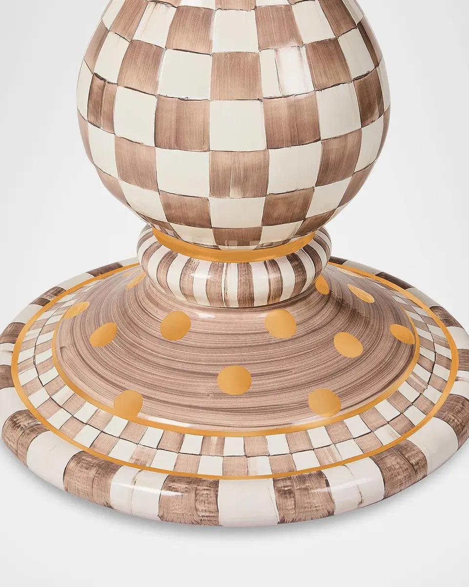 MacKenzie-Childs Mocha Check Ceramic Pedestal Table Base | Thumbnail 4 MacKenzie-Childs Mocha Check Ceramic Pedestal Table Base | Thumbnail 4