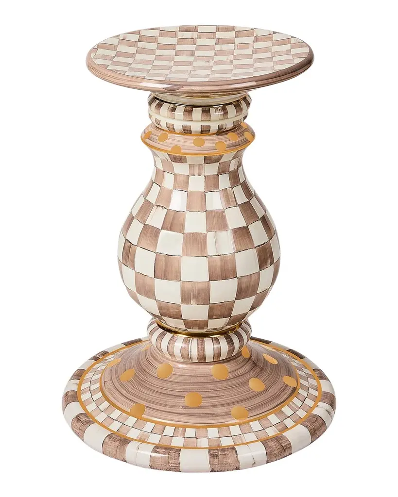 Mocha Check Ceramic Pedestal Table Base