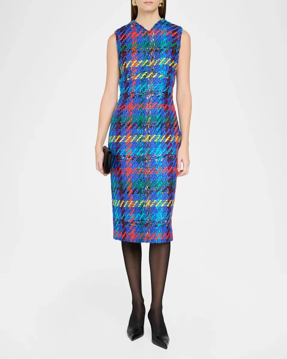 Christopher John Rogers Crayon Tweed V-Neck Midi Pencil Dress | Thumbnail 2 Christopher John Rogers Crayon Tweed V-Neck Midi Pencil Dress | Thumbnail 2