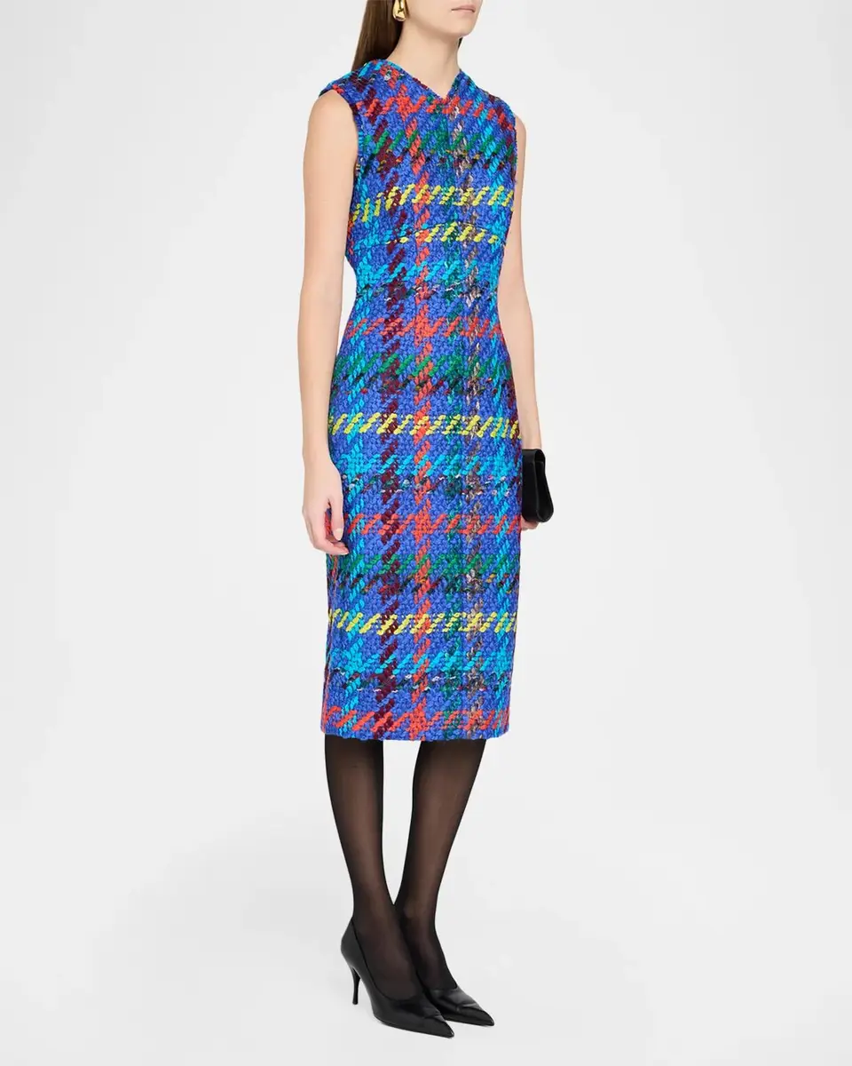 Christopher John Rogers Crayon Tweed V-Neck Midi Pencil Dress | Thumbnail 4 Christopher John Rogers Crayon Tweed V-Neck Midi Pencil Dress | Thumbnail 4