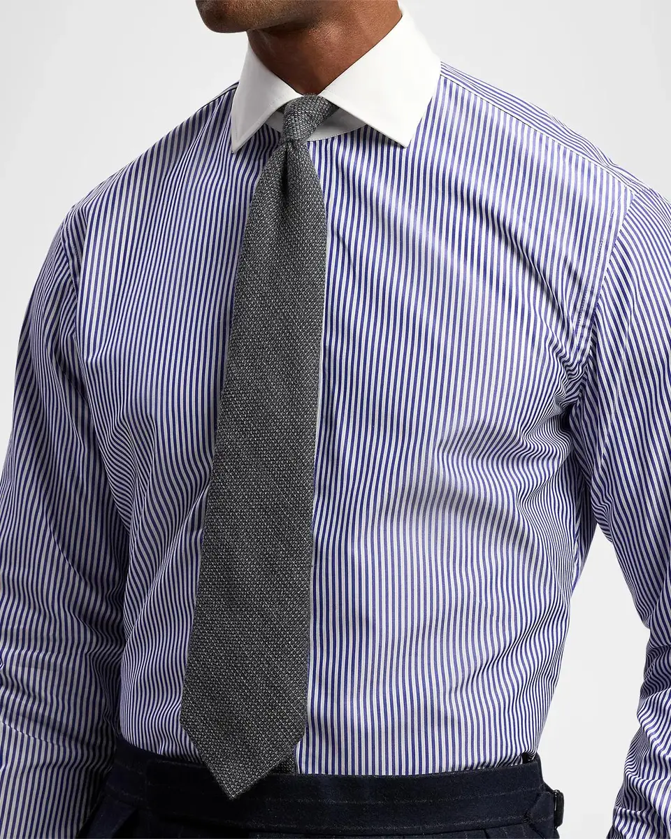 Ralph Lauren Purple Label Men's Textured Wool-Silk-Cashmere Tie | Thumbnail 4 Ralph Lauren Purple Label Men's Textured Wool-Silk-Cashmere Tie | Thumbnail 4