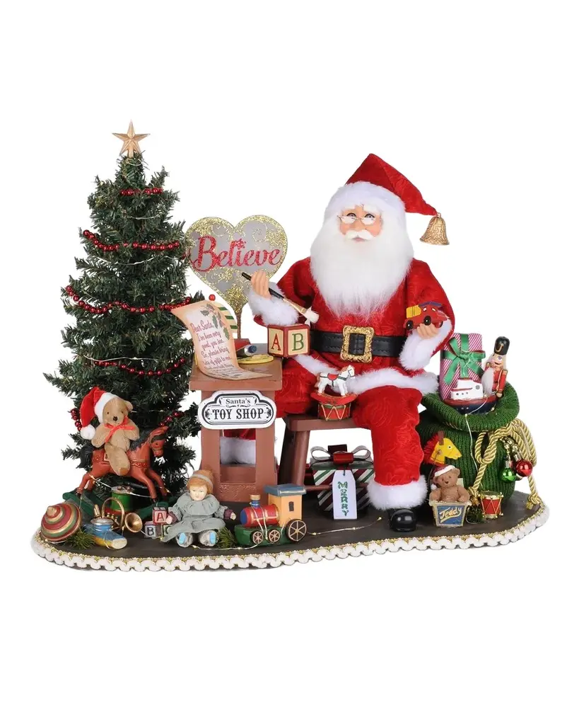 Lighted Believe Embellished & Faux-Fur Santa Christmas Figurine Lighted Believe Embellished & Faux-Fur Santa Christmas Figurine