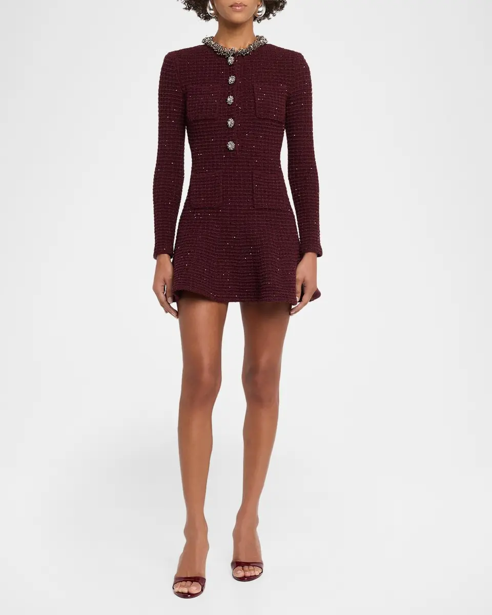 Self-Portrait Metallic Boucle-Knit Mini Dress | Thumbnail 2