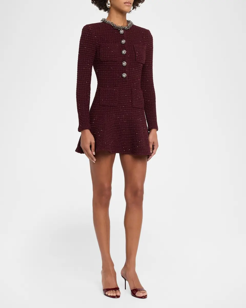 Self-Portrait Metallic Boucle-Knit Mini Dress | Thumbnail 4