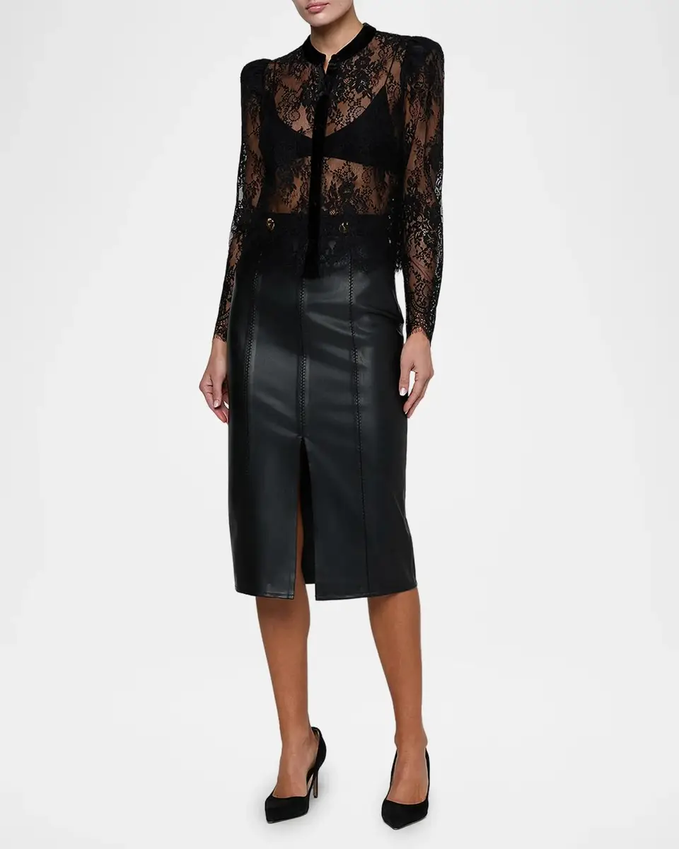 L'Agence Dorothea Velvet Lace Blouse | Thumbnail 2 L'Agence Dorothea Velvet Lace Blouse | Thumbnail 2