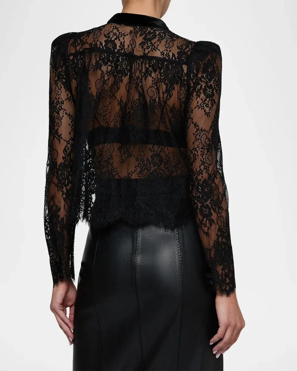 L'Agence Dorothea Velvet Lace Blouse | Thumbnail 3 L'Agence Dorothea Velvet Lace Blouse | Thumbnail 3