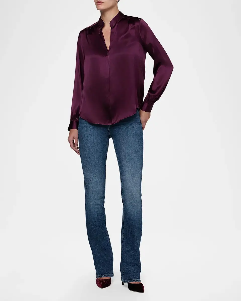 L'Agence Bianca Silk Charmeuse Button-Down Blouse | Thumbnail 2