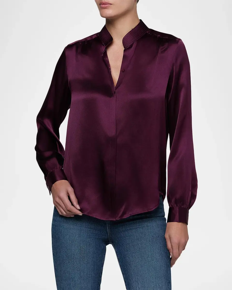L'Agence Bianca Silk Charmeuse Button-Down Blouse | Thumbnail 4