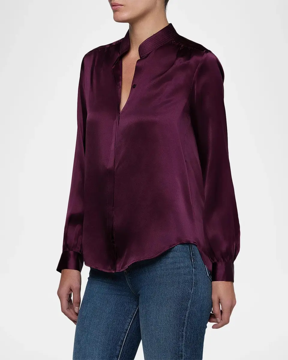 L'Agence Bianca Silk Charmeuse Button-Down Blouse | Thumbnail 5