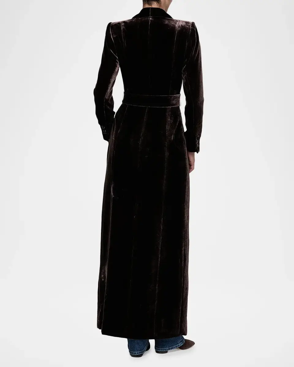 L'Agence Raini Velvet Shawl-Collar Maxi Coat | Thumbnail 3