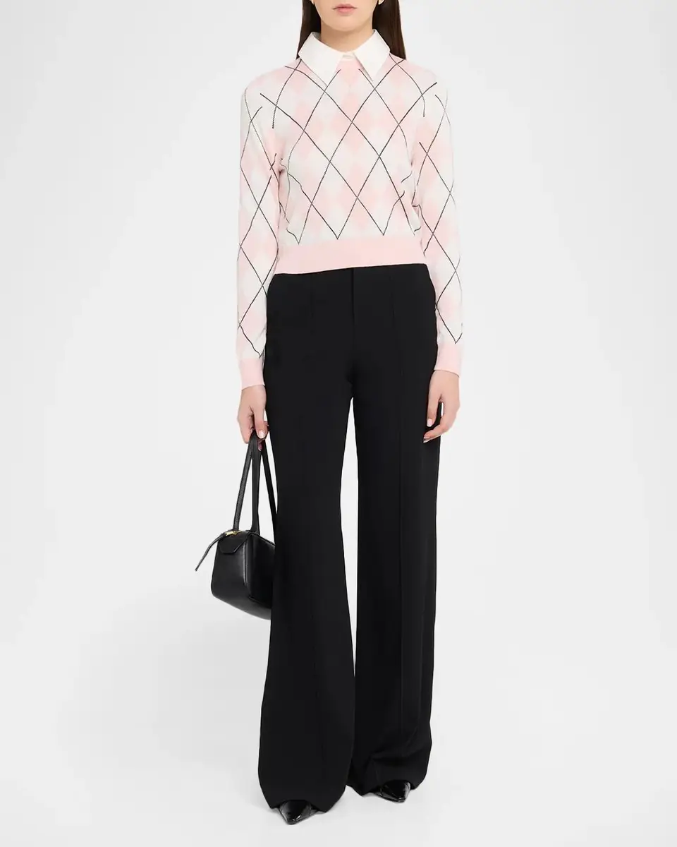 Alice + Olivia Carolann Argyle Knit Collared Sweater | Thumbnail 2