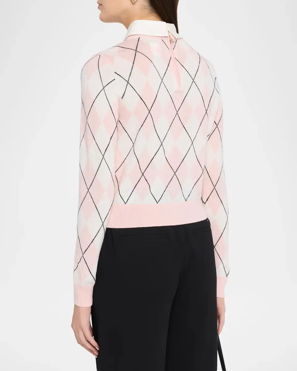 Alice + Olivia Carolann Argyle Knit Collared Sweater | Thumbnail 3