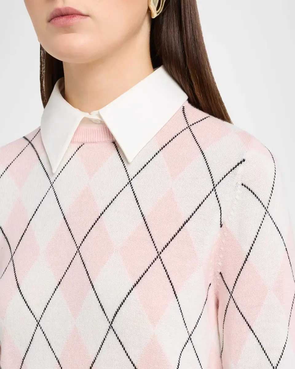 Alice + Olivia Carolann Argyle Knit Collared Sweater | Thumbnail 5