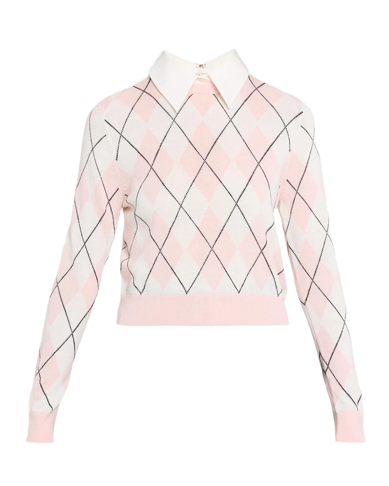 Alice + Olivia Carolann Argyle Knit Collared Sweater
