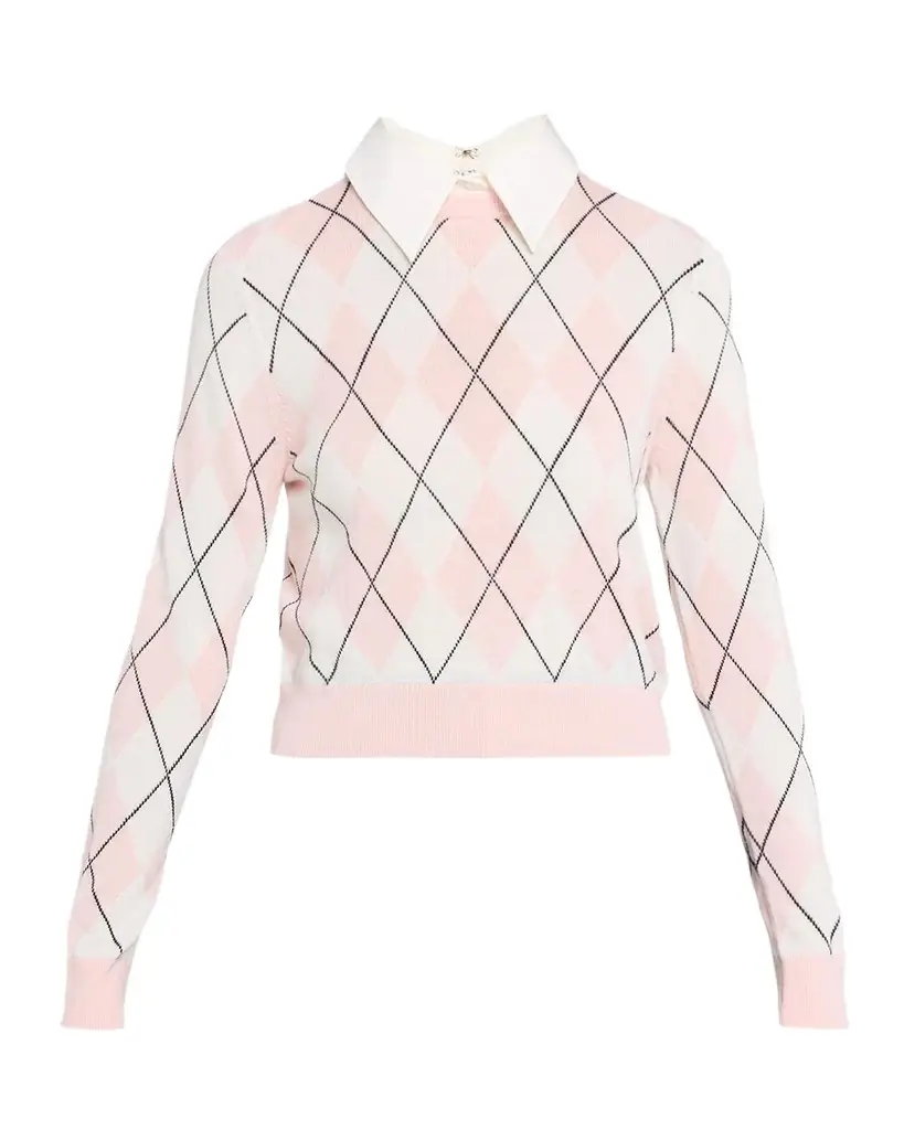 Carolann Argyle Knit Collared Sweater Carolann Argyle Knit Collared Sweater