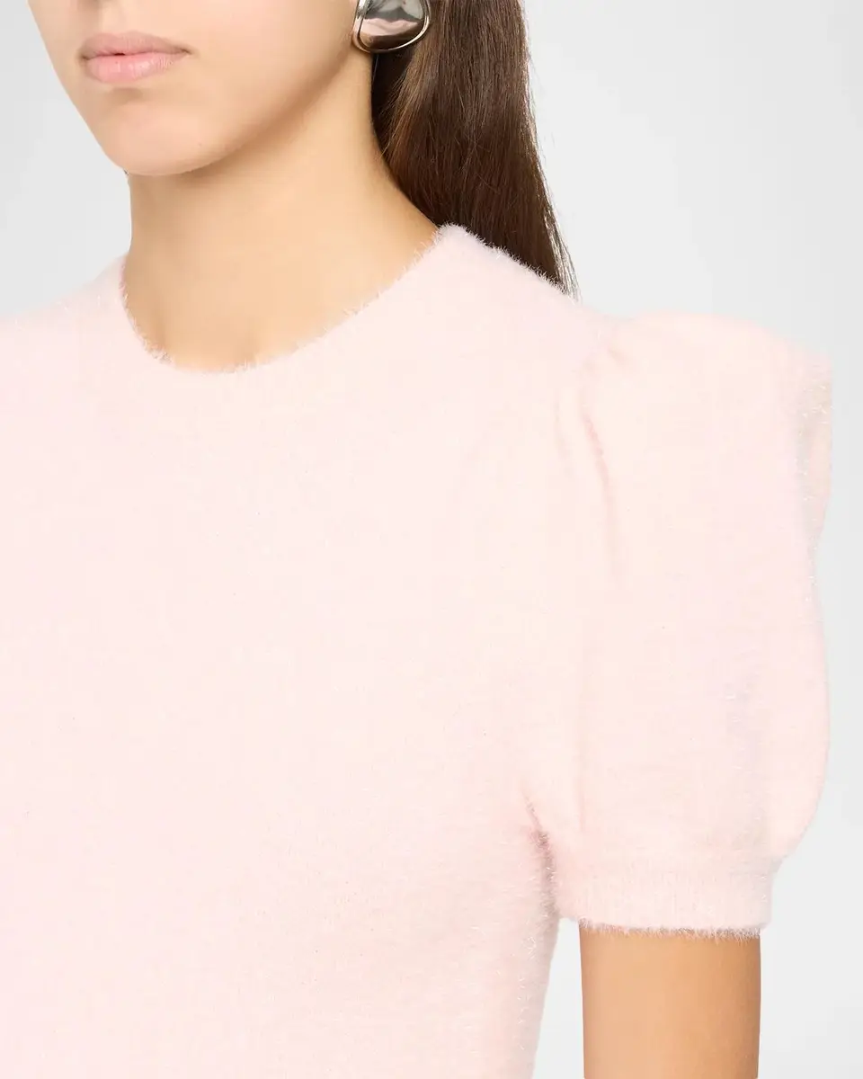 Alice + Olivia Ciara Puff-Sleeve Metallic Fuzzy Knit Sweater | Thumbnail 5