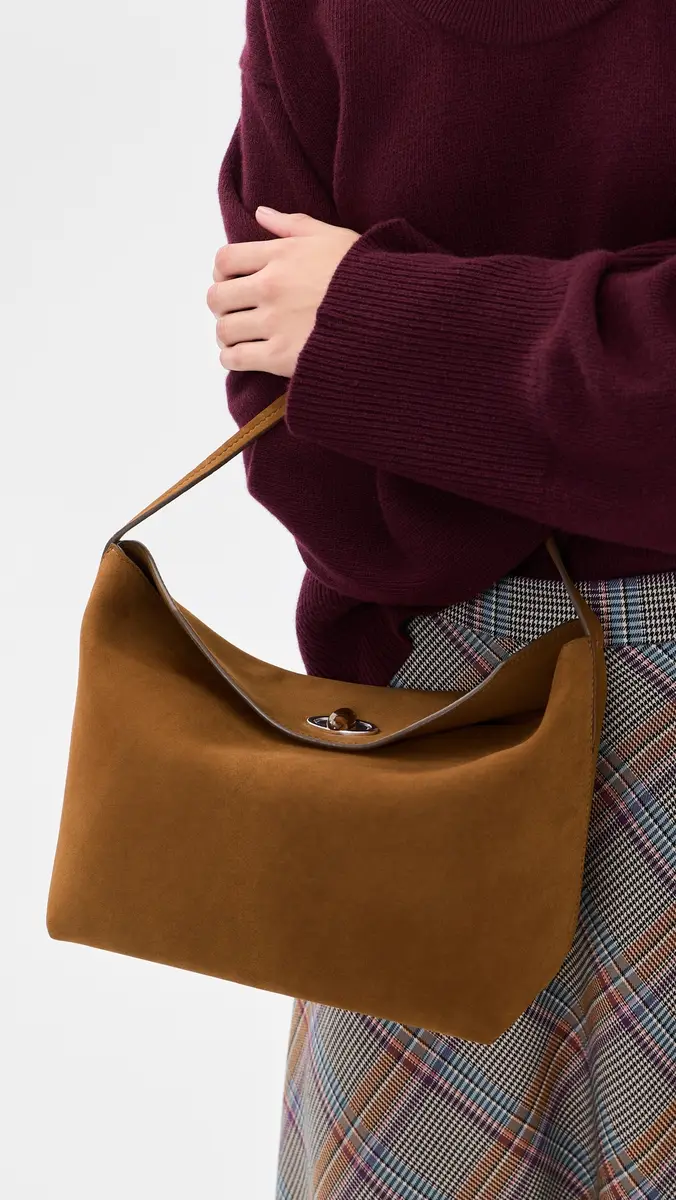 Christopher Esber Turnlock Suede Shoulder Bag | Thumbnail 3 Christopher Esber Turnlock Suede Shoulder Bag | Thumbnail 3