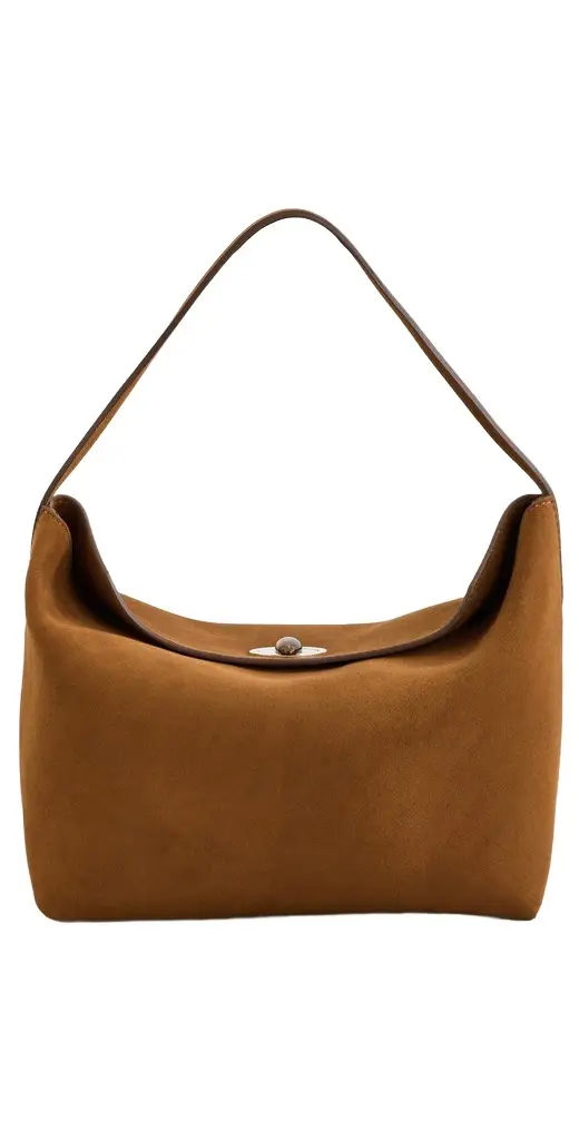 Turnlock Suede Shoulder Bag