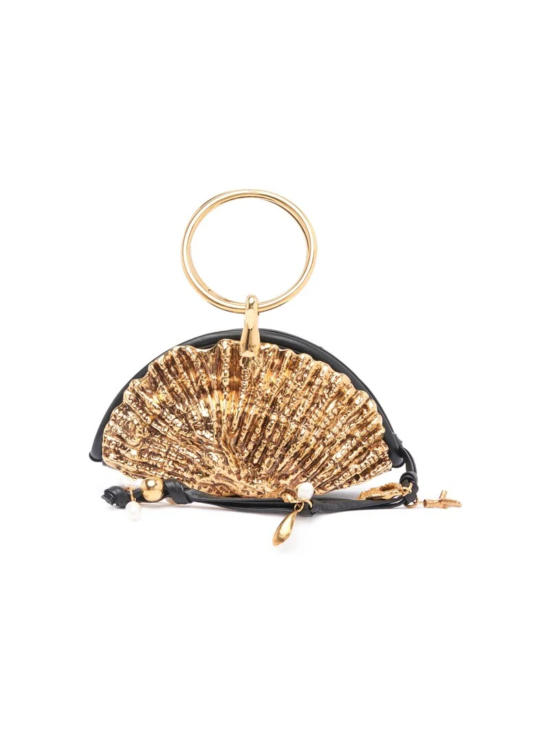 Sea Treasures Shell zipped clutch in soft leather & metal Sea Treasures Shell zipped clutch in soft leather & metal