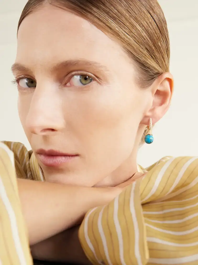 Octavia Elizabeth 18-karat Gold, Turquoise And Diamond Earrings - Blue | Thumbnail 2