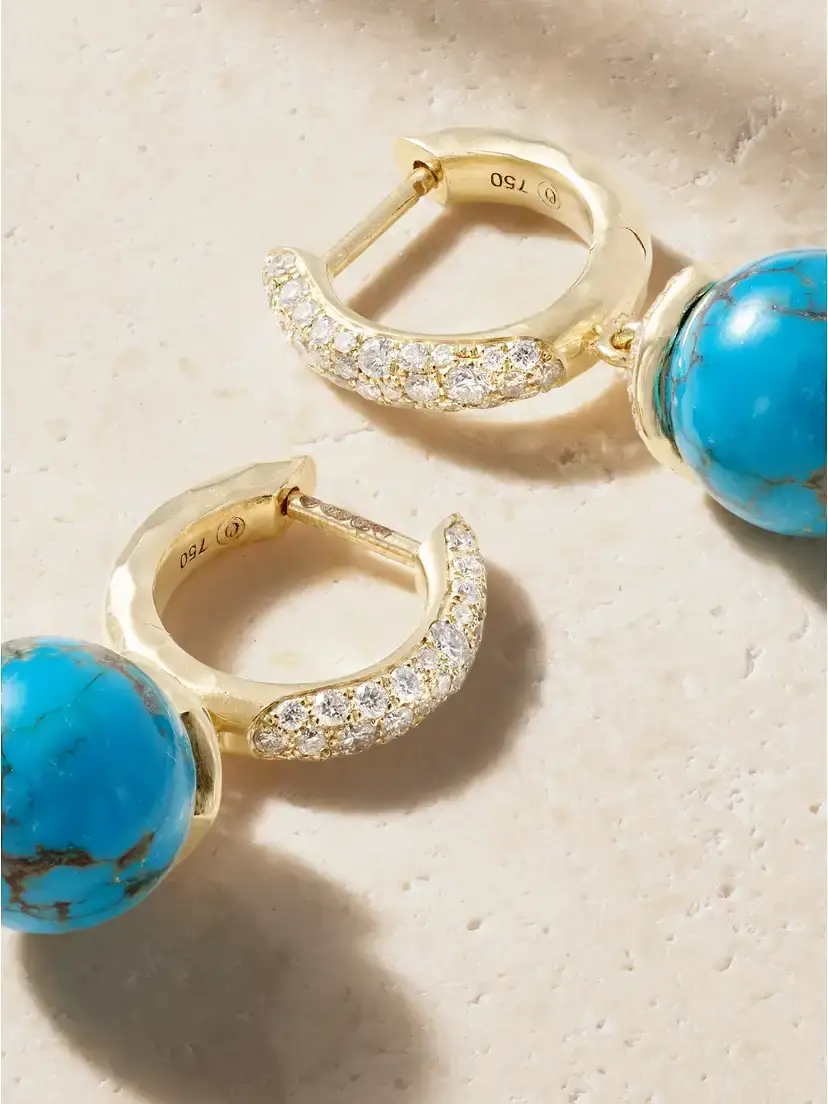 Octavia Elizabeth 18-karat Gold, Turquoise And Diamond Earrings - Blue | Thumbnail 3