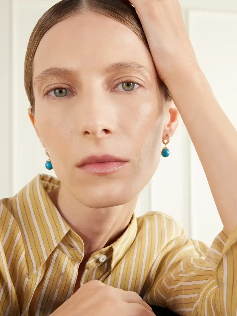 Octavia Elizabeth 18-karat Gold, Turquoise And Diamond Earrings - Blue | Thumbnail 4